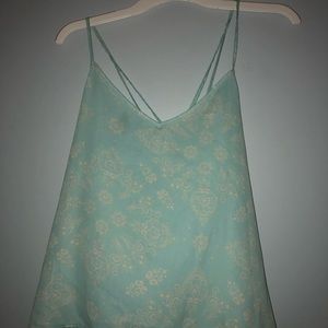 Hollister turquoise and white cropped tank top